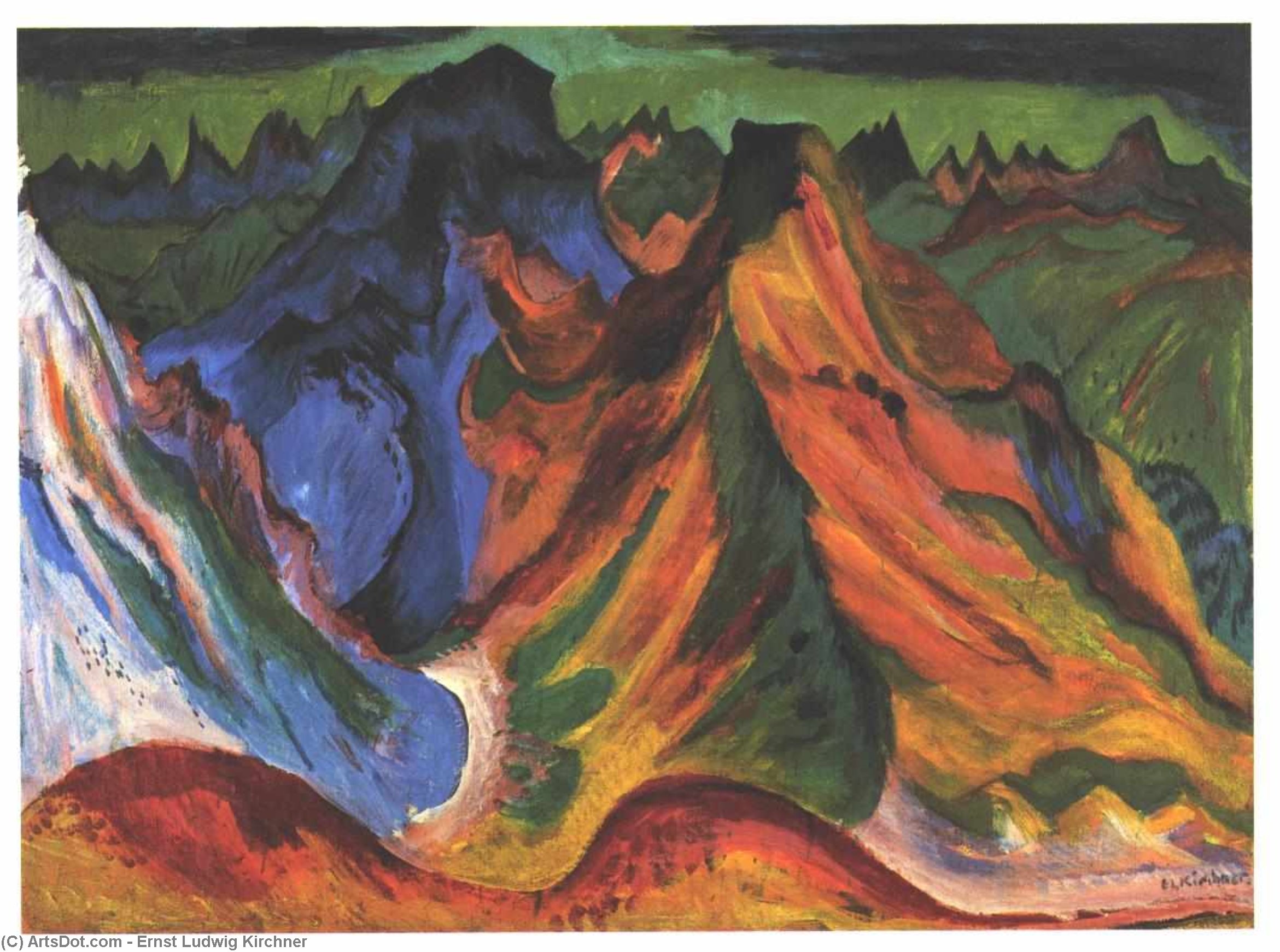 Wikioo.org - Die Enzyklopädie bildender Kunst - Malerei, Kunstwerk von Ernst Ludwig Kirchner - den Berg