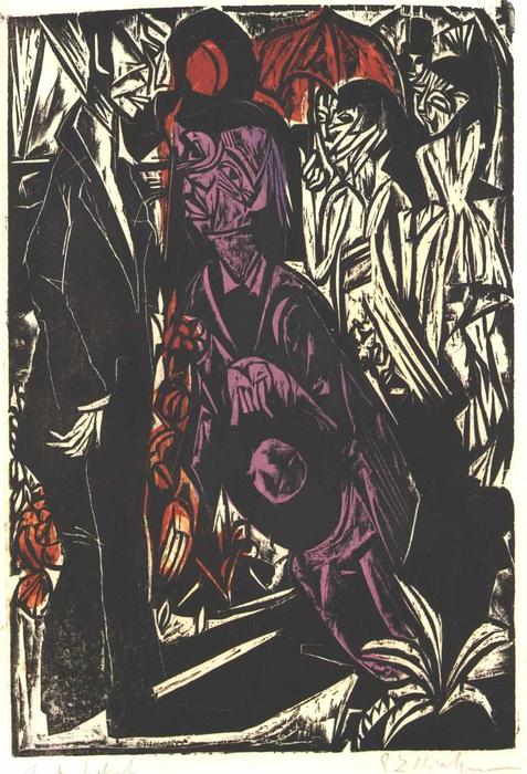 Wikoo.org - موسوعة الفنون الجميلة - اللوحة، العمل الفني Ernst Ludwig Kirchner - The Selling of the Shadow
