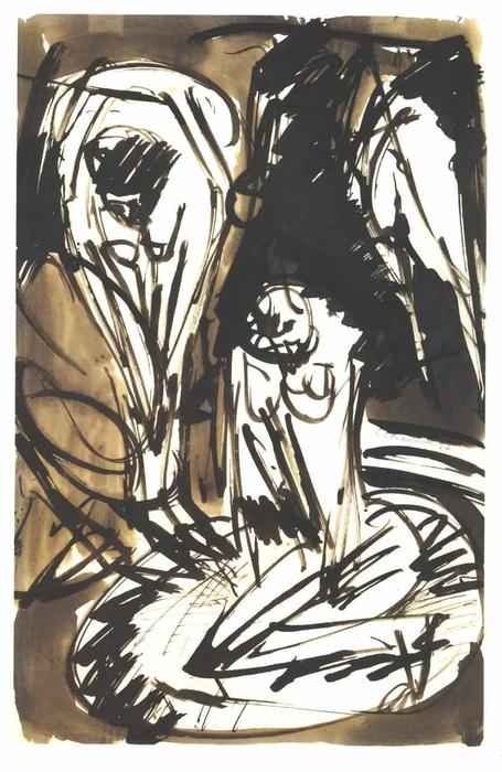 WikiOO.org - Encyclopedia of Fine Arts - Maľba, Artwork Ernst Ludwig Kirchner - Two Bathing Girls in a Bathtub