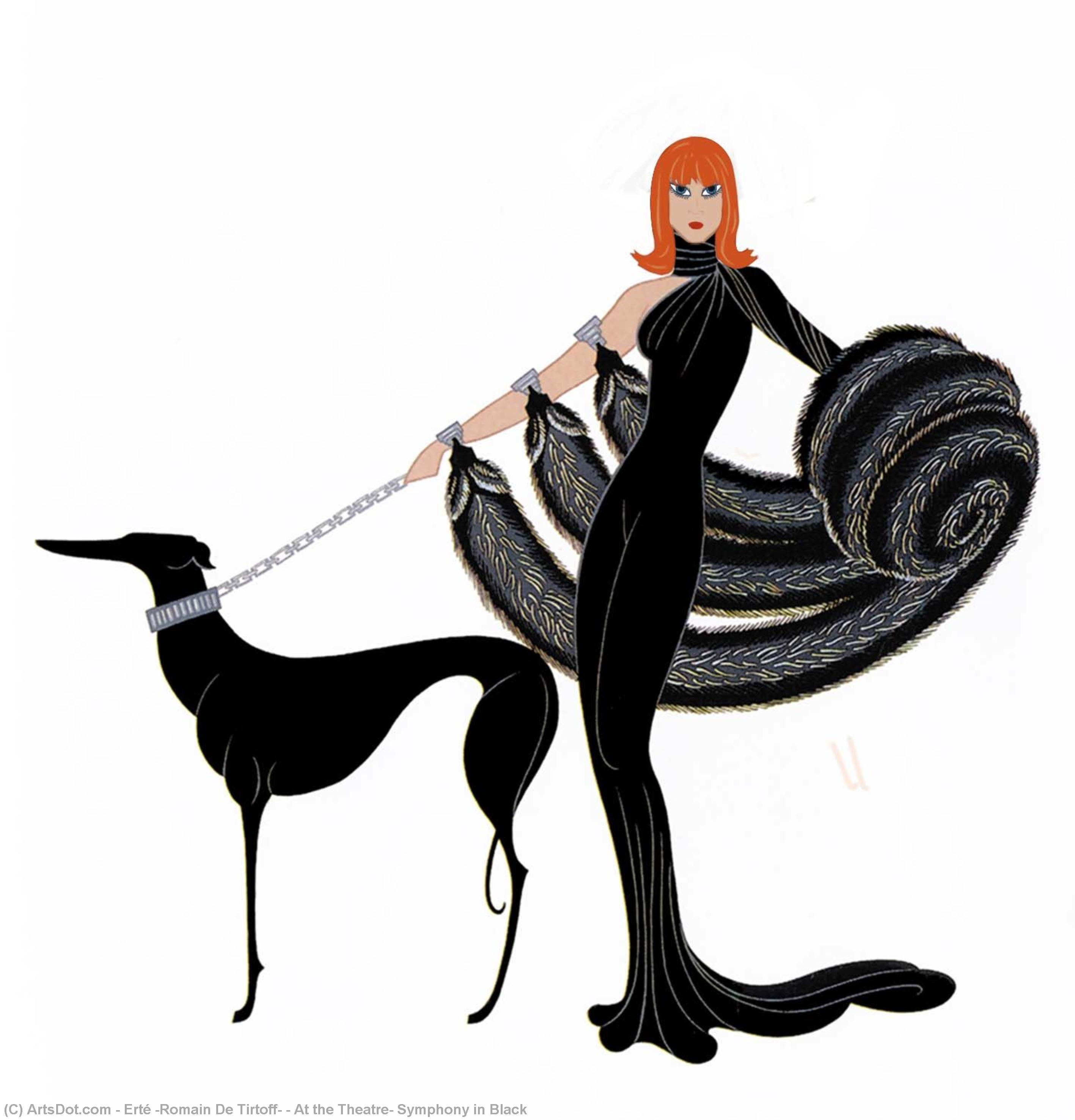 Wikioo.org - The Encyclopedia of Fine Arts - Painting, Artwork by Erté (Romain De Tirtoff) - At the Theatre, Symphony in Black