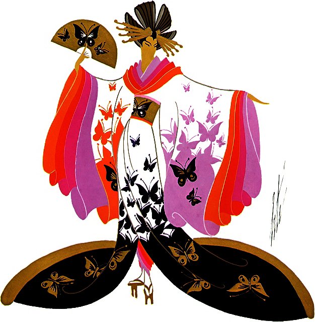 Wikioo.org - The Encyclopedia of Fine Arts - Painting, Artwork by Erté (Romain De Tirtoff) - Madame Butterfly, Heroines