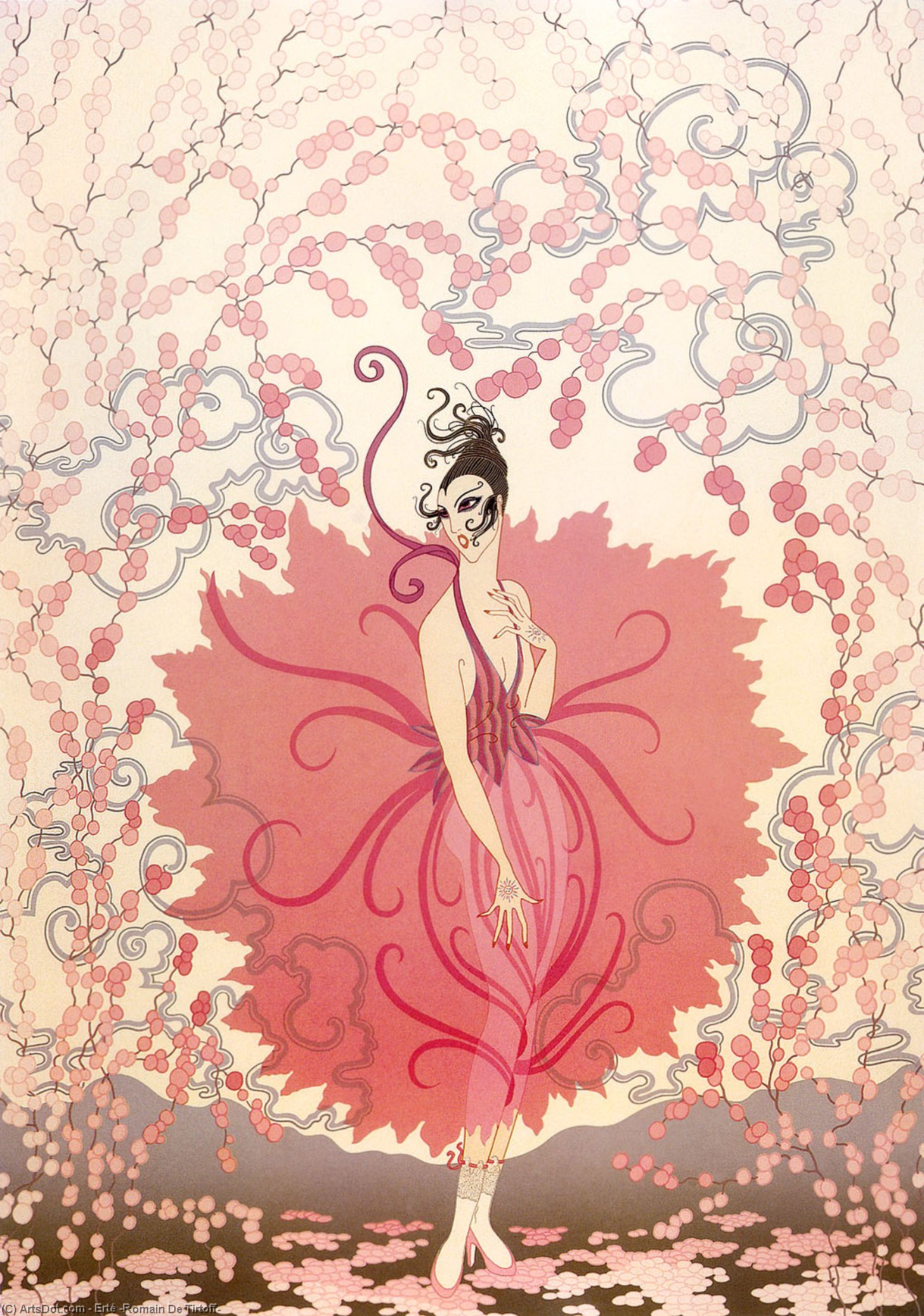 WikiOO.org - 百科事典 - 絵画、アートワーク Erté (Romain De Tirtoff) - ピンク 女性