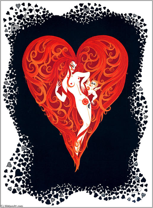 Wikioo.org - The Encyclopedia of Fine Arts - Painting, Artwork by Erté (Romain De Tirtoff) - The Aces Hearts