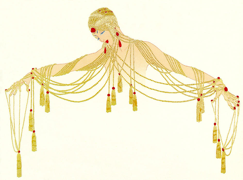 Wikioo.org - The Encyclopedia of Fine Arts - Painting, Artwork by Erté (Romain De Tirtoff) - The Golden Pearls