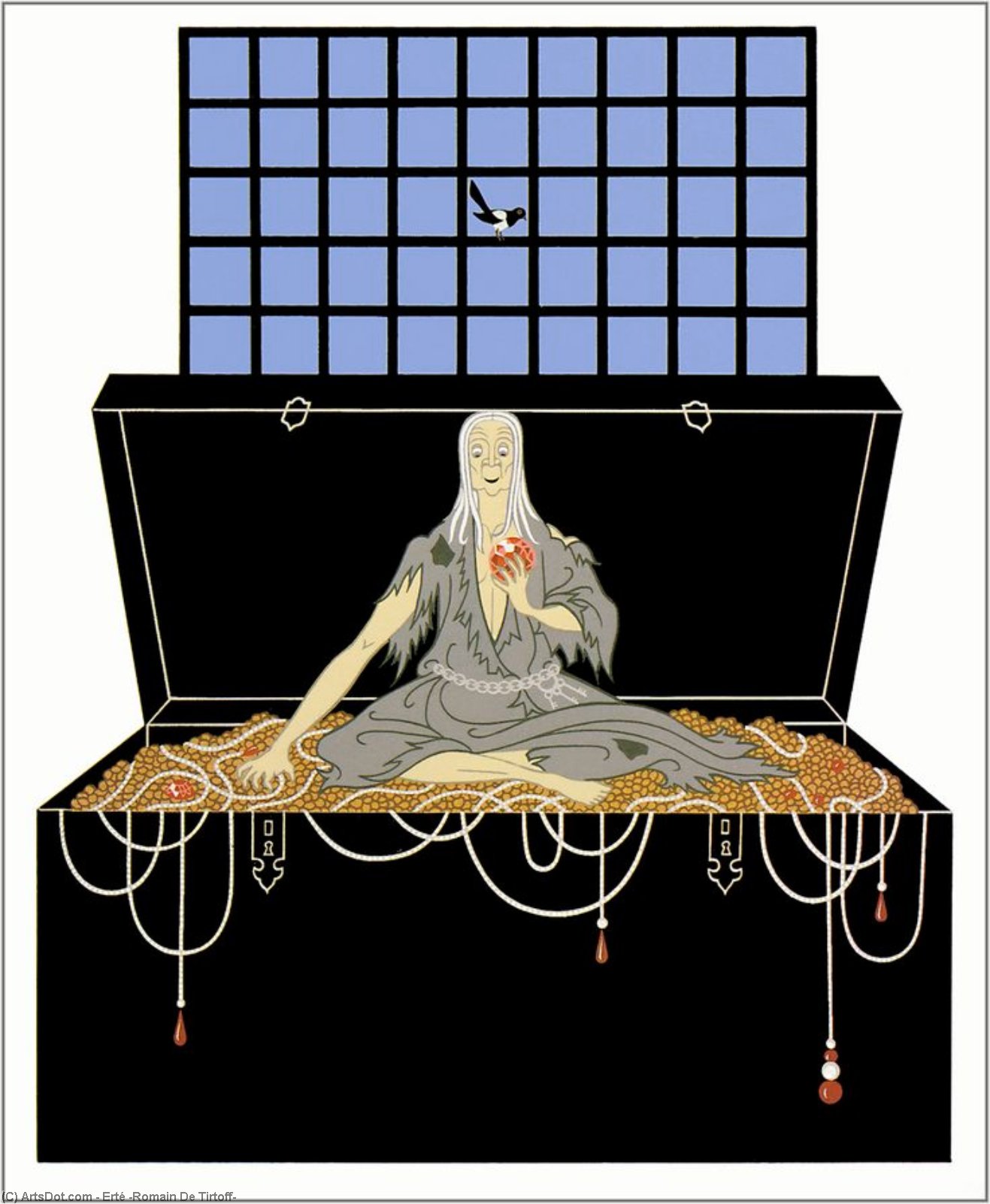 Wikioo.org - The Encyclopedia of Fine Arts - Painting, Artwork by Erté (Romain De Tirtoff) - The Seven Deadly Sins, Avarice