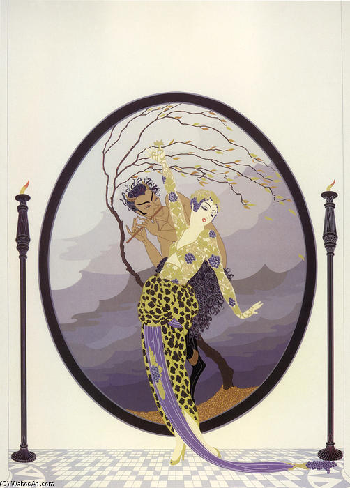 Wikioo.org - The Encyclopedia of Fine Arts - Painting, Artwork by Erté (Romain De Tirtoff) - Woman and Satyr