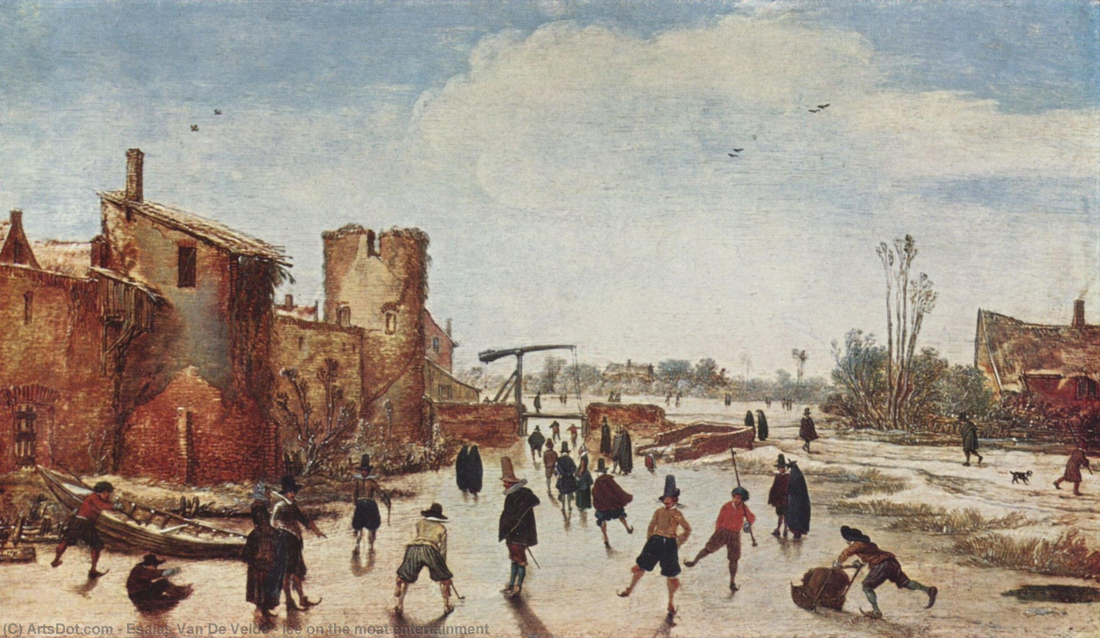 Wikioo.org - The Encyclopedia of Fine Arts - Painting, Artwork by Esaias Van De Velde - Ice on the moat entertainment