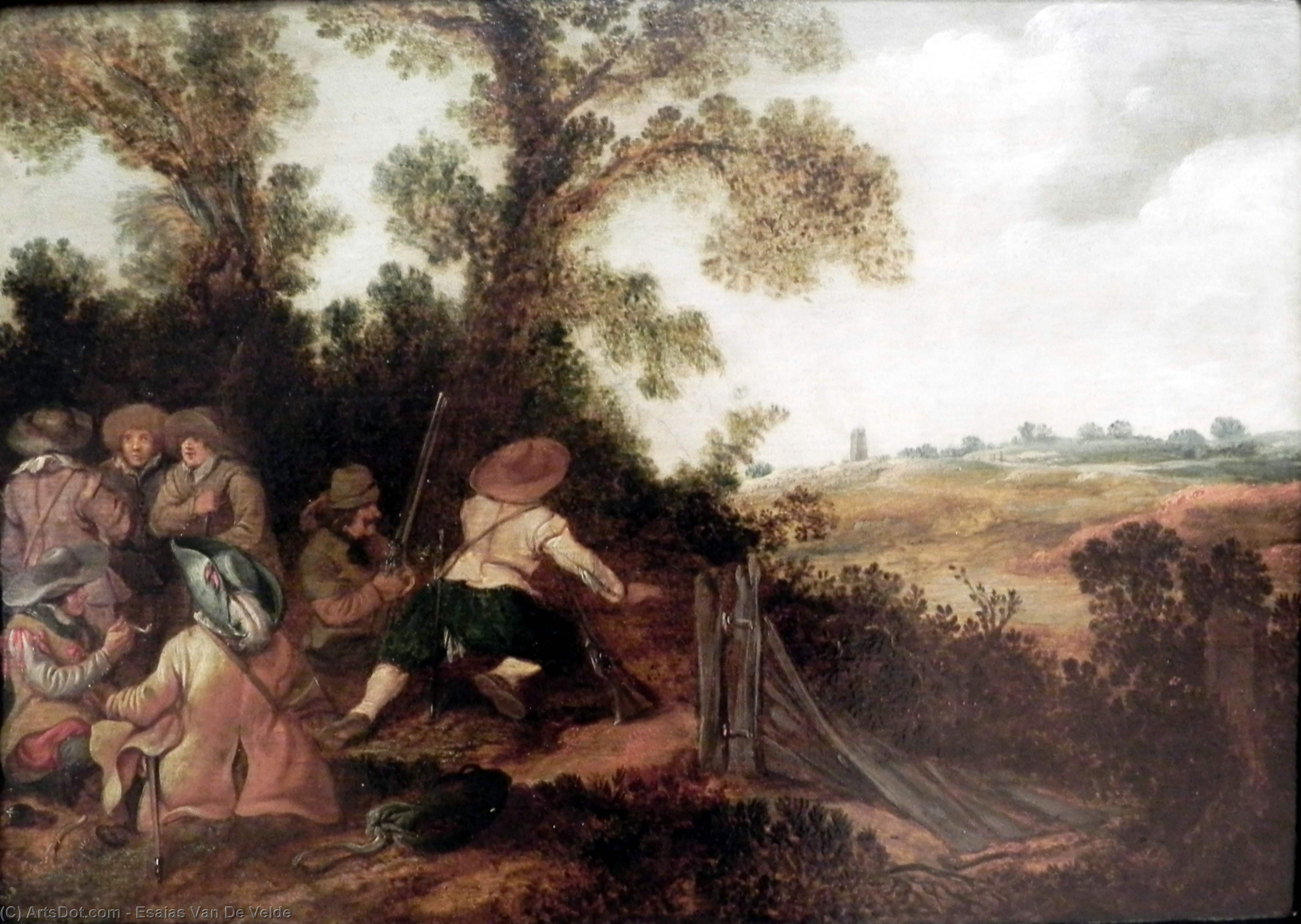 Wikioo.org - The Encyclopedia of Fine Arts - Painting, Artwork by Esaias Van De Velde - Militia in the dunes in ambush