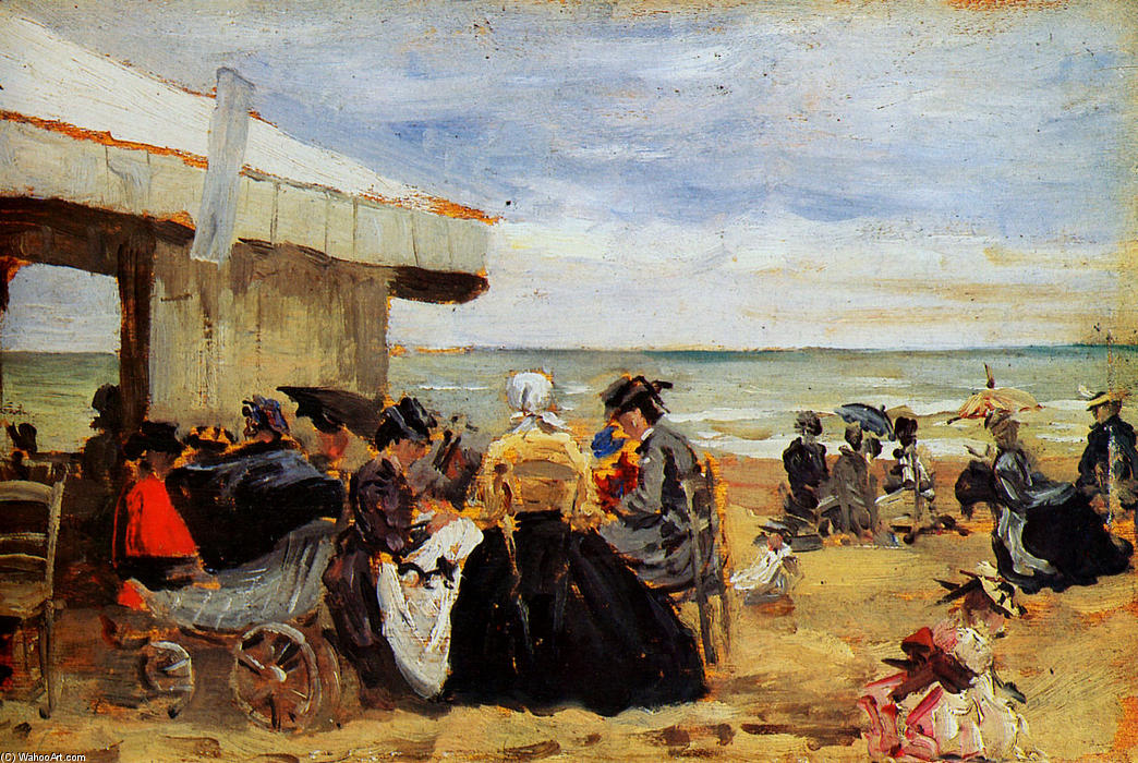WikiOO.org - Encyclopedia of Fine Arts - Schilderen, Artwork Eugène Louis Boudin - A Beach Scene