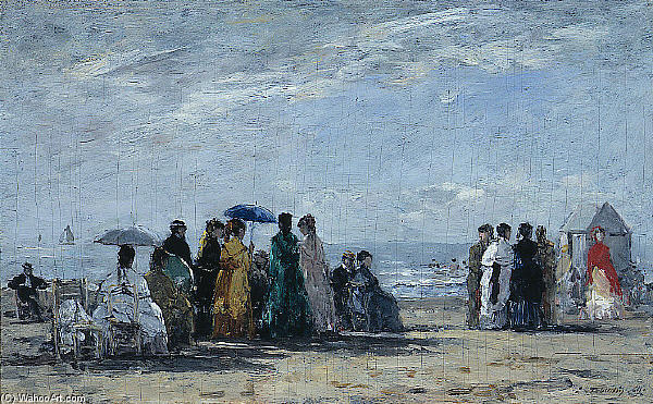 Wikioo.org – L'Encyclopédie des Beaux Arts - Peinture, Oeuvre de Eugène Louis Boudin - La plage de Trouville