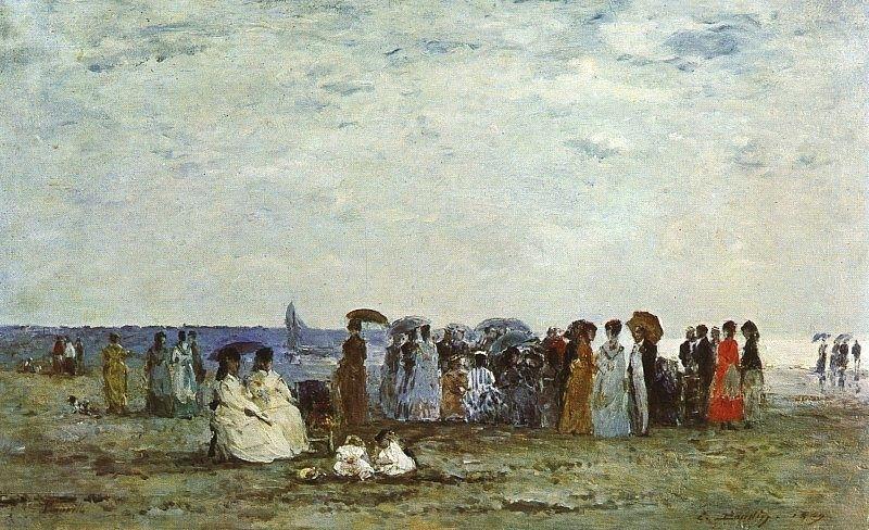 Wikioo.org - The Encyclopedia of Fine Arts - Painting, Artwork by Eugène Louis Boudin - Bathers on the Beach at Trouville