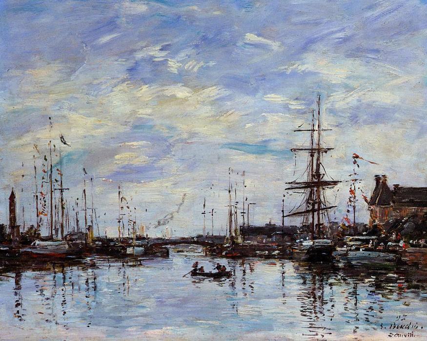 Wikioo.org – La Enciclopedia de las Bellas Artes - Pintura, Obras de arte de Eugène Louis Boudin - Deauville, el Dock