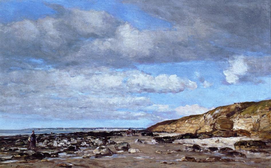 Wikioo.org – L'Encyclopédie des Beaux Arts - Peinture, Oeuvre de Eugène Louis Boudin - Trouville , shore et roches