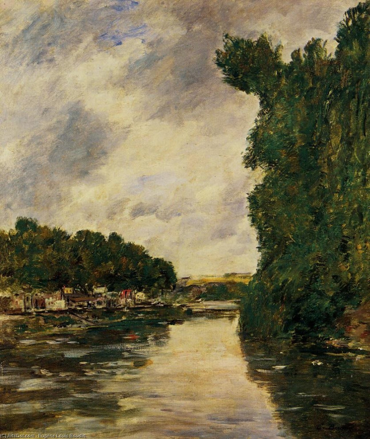 WikiOO.org - Encyclopedia of Fine Arts - Malba, Artwork Eugène Louis Boudin - River near Abbeville