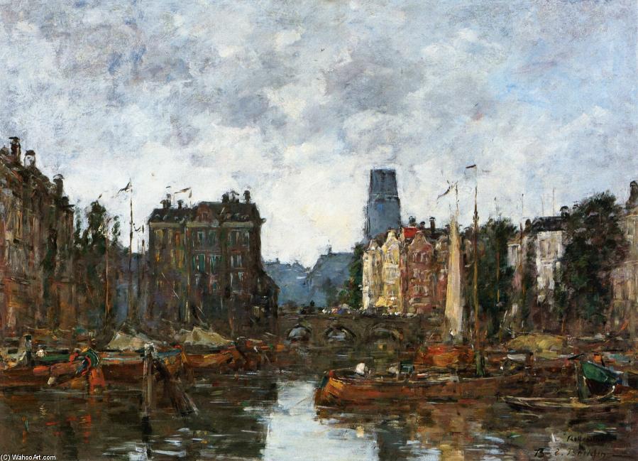 Wikioo.org - The Encyclopedia of Fine Arts - Painting, Artwork by Eugène Louis Boudin - Rotterdam, the Pont de la Bourse