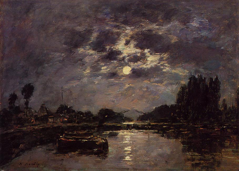 Wikioo.org - The Encyclopedia of Fine Arts - Painting, Artwork by Eugène Louis Boudin - The Effect of the Moon