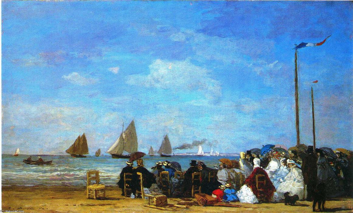 Wikioo.org - The Encyclopedia of Fine Arts - Painting, Artwork by Eugène Louis Boudin - Beach Scene, Trouville