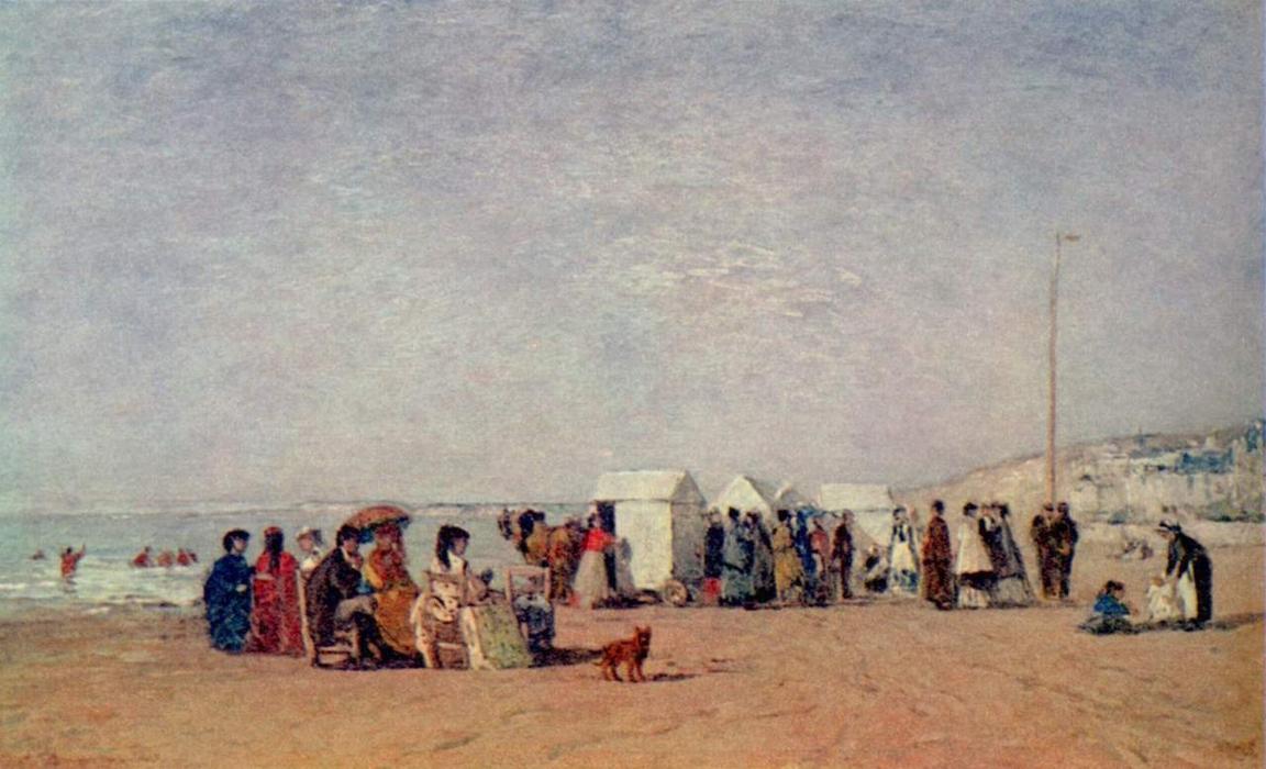 Wikioo.org - The Encyclopedia of Fine Arts - Painting, Artwork by Eugène Louis Boudin - Strand in Trouville