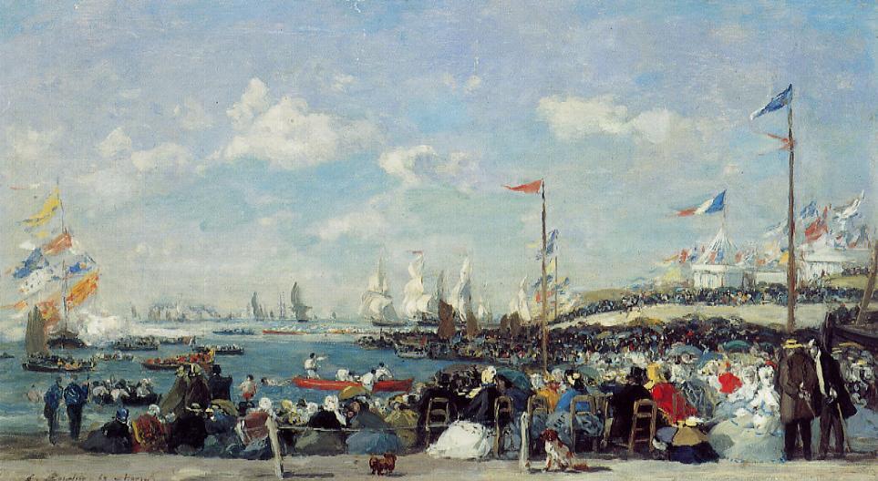 Wikioo.org - Bách khoa toàn thư về mỹ thuật - Vẽ tranh, Tác phẩm nghệ thuật Eugène Louis Boudin - Le Havre, the regatta festival