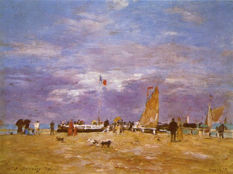 Wikioo.org – La Enciclopedia de las Bellas Artes - Pintura, Obras de arte de Eugène Louis Boudin - muelle Barcos Deauville