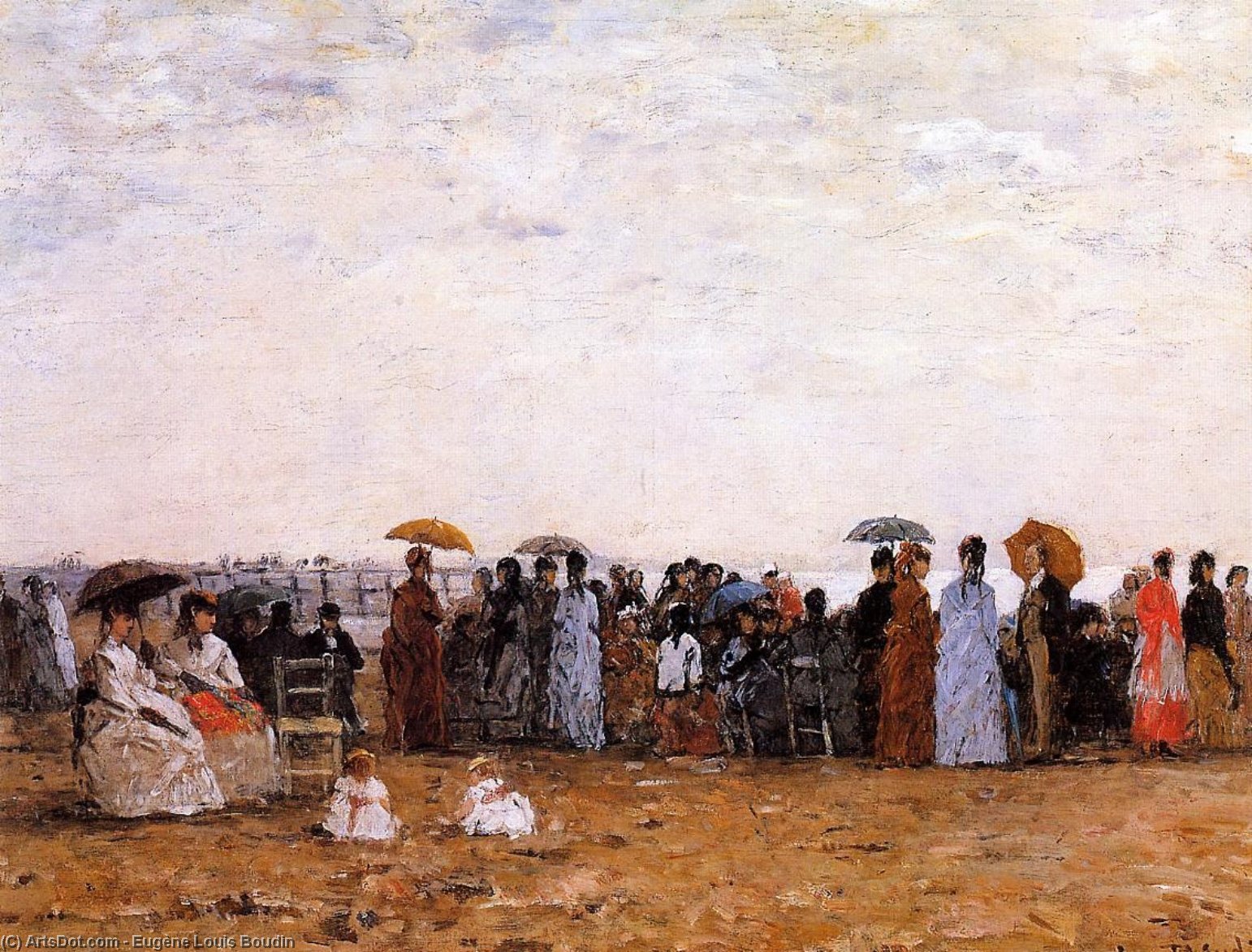 Wikioo.org - The Encyclopedia of Fine Arts - Painting, Artwork by Eugène Louis Boudin - Trouville, Beach Scene
