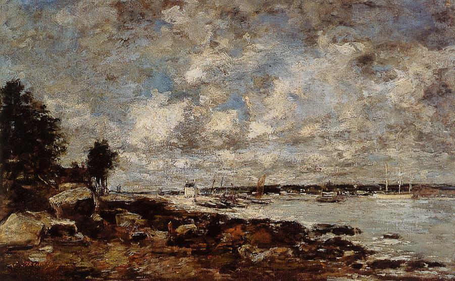 WikiOO.org - Encyclopedia of Fine Arts - Lukisan, Artwork Eugène Louis Boudin - Plougastel, the Ferry Passage