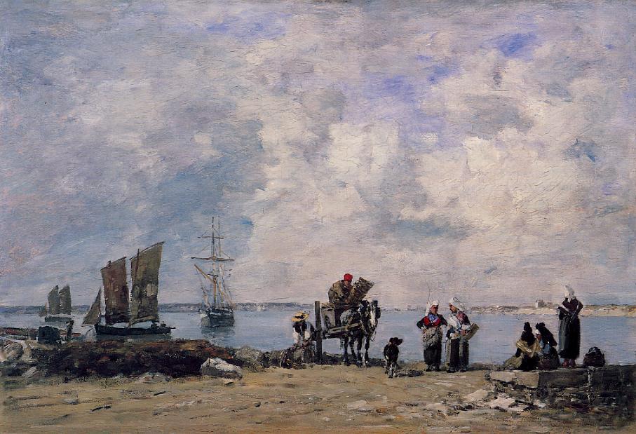 Wikioo.org - The Encyclopedia of Fine Arts - Painting, Artwork by Eugène Louis Boudin - Fishermen's Wives at the Seaside