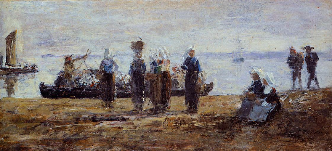 Wikioo.org - The Encyclopedia of Fine Arts - Painting, Artwork by Eugène Louis Boudin - The Ferry at Plougastel