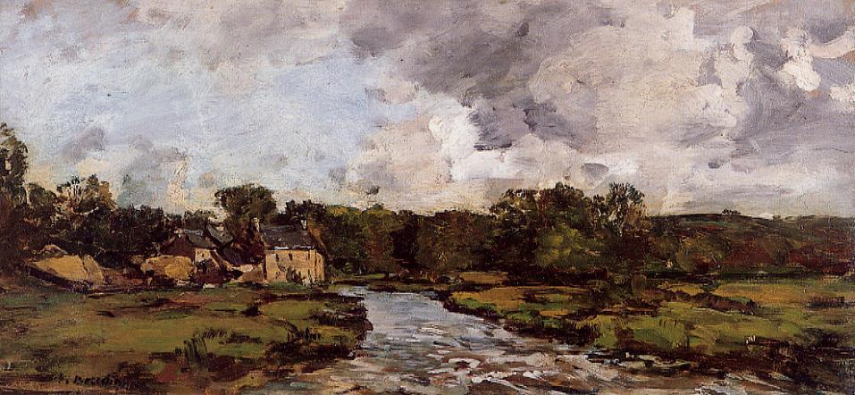 Wikioo.org - The Encyclopedia of Fine Arts - Painting, Artwork by Eugène Louis Boudin - River near hospital