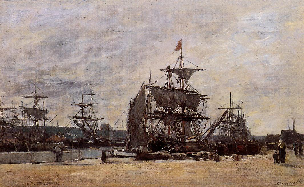 WikiOO.org - Encyclopedia of Fine Arts - Maalaus, taideteos Eugène Louis Boudin - Deauville, Docked Boats