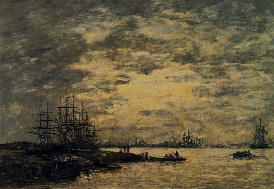 Wikioo.org - The Encyclopedia of Fine Arts - Painting, Artwork by Eugène Louis Boudin - Bordeaux, Boats on the Garonne