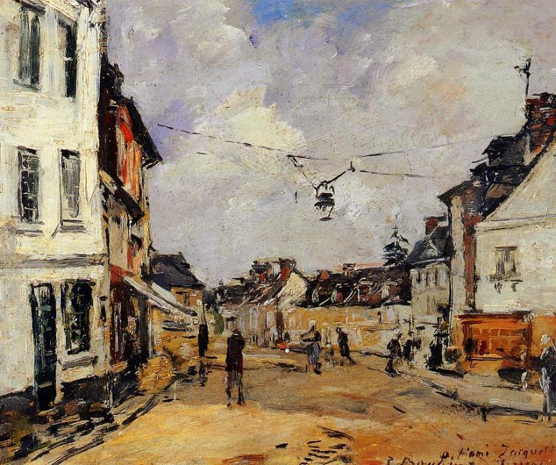 WikiOO.org - Encyclopedia of Fine Arts - Maľba, Artwork Eugène Louis Boudin - Fervaques, the Main Street