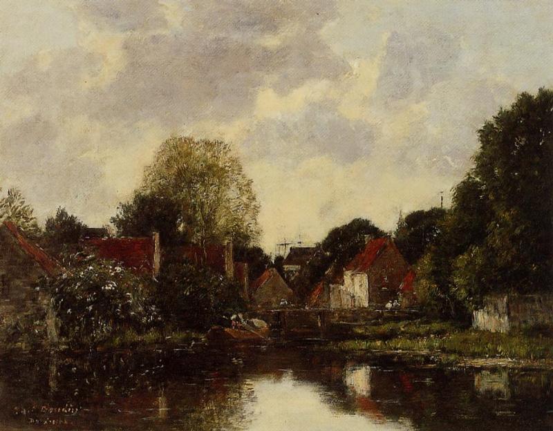 Wikioo.org - The Encyclopedia of Fine Arts - Painting, Artwork by Eugène Louis Boudin - Canel near Dordrecht