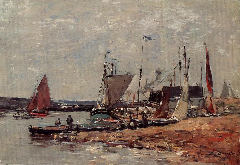 Wikioo.org – L'Encyclopédie des Beaux Arts - Peinture, Oeuvre de Eugène Louis Boudin - Trouville , le port