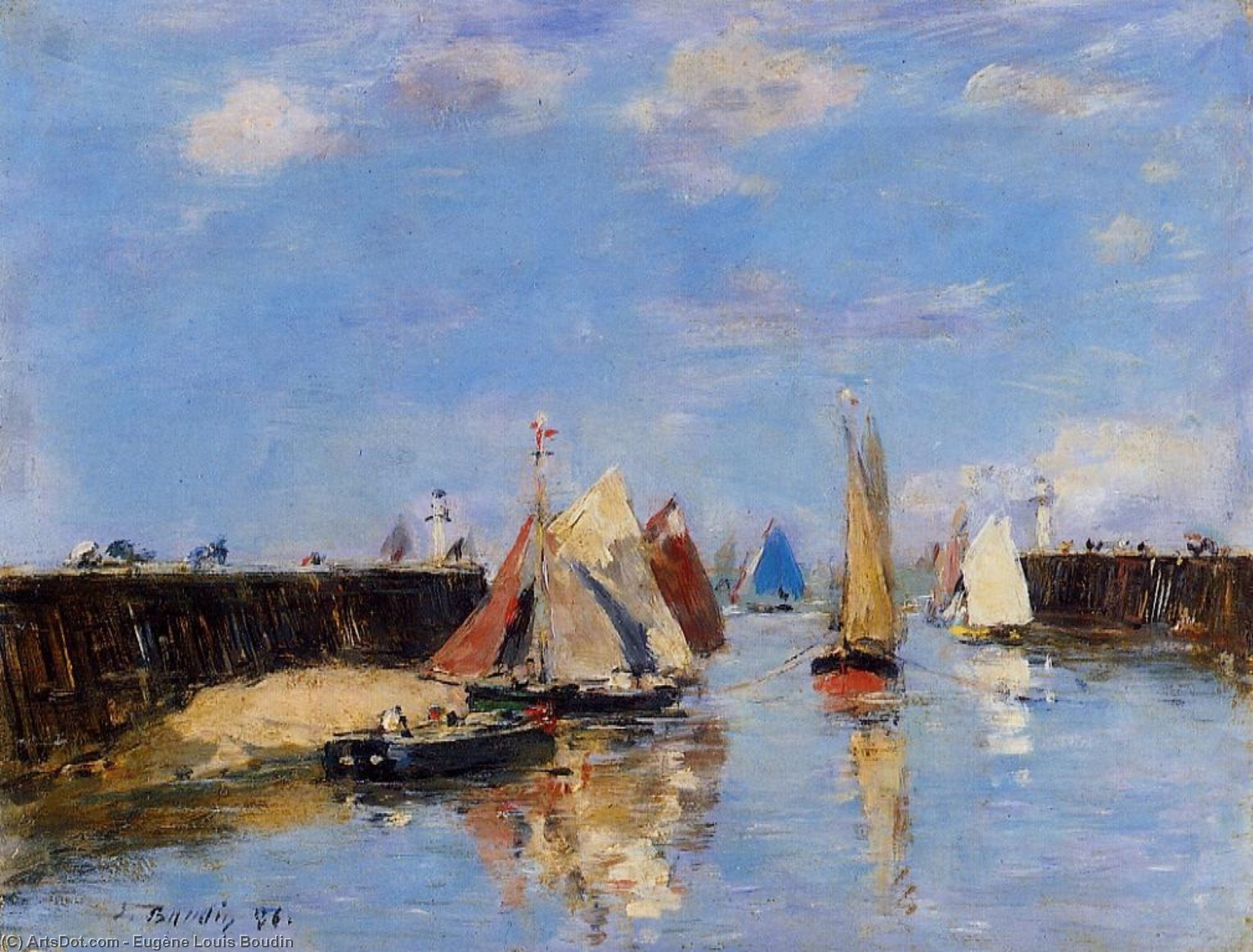 WikiOO.org - Enciklopedija dailės - Tapyba, meno kuriniai Eugène Louis Boudin - The Port of Trouville
