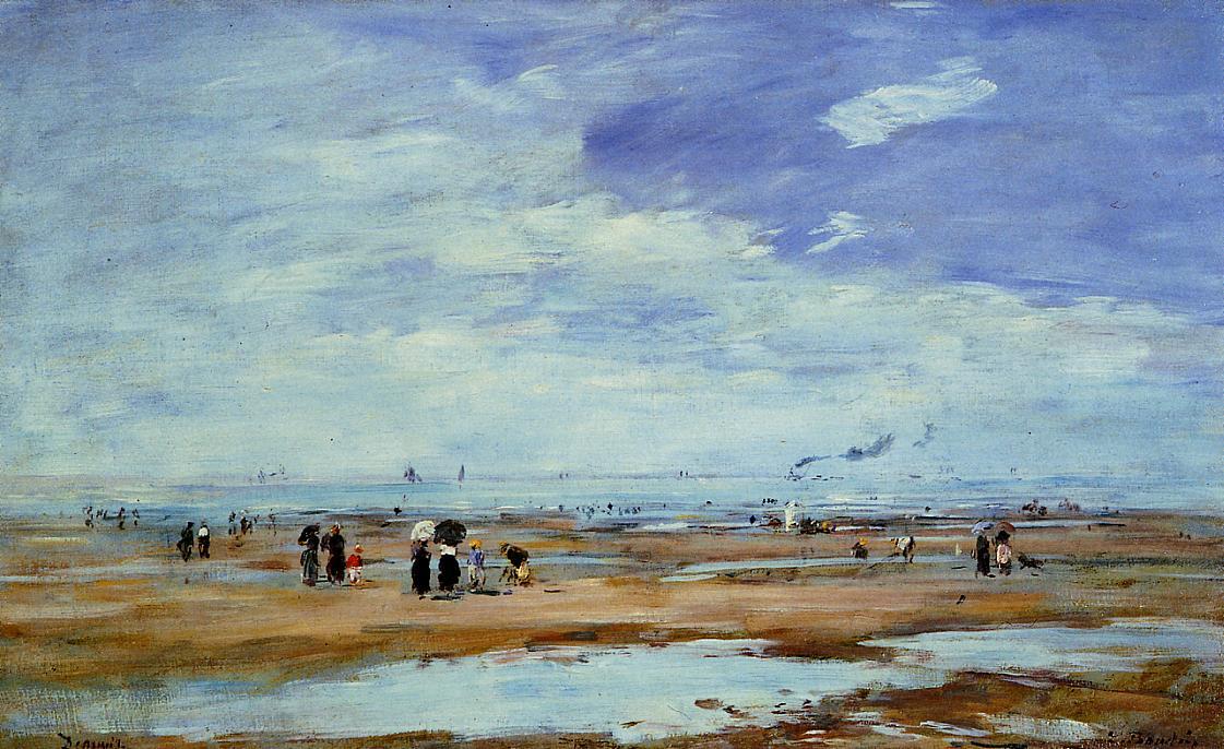 Wikioo.org - The Encyclopedia of Fine Arts - Painting, Artwork by Eugène Louis Boudin - Deauville, the Beach, Low Tide