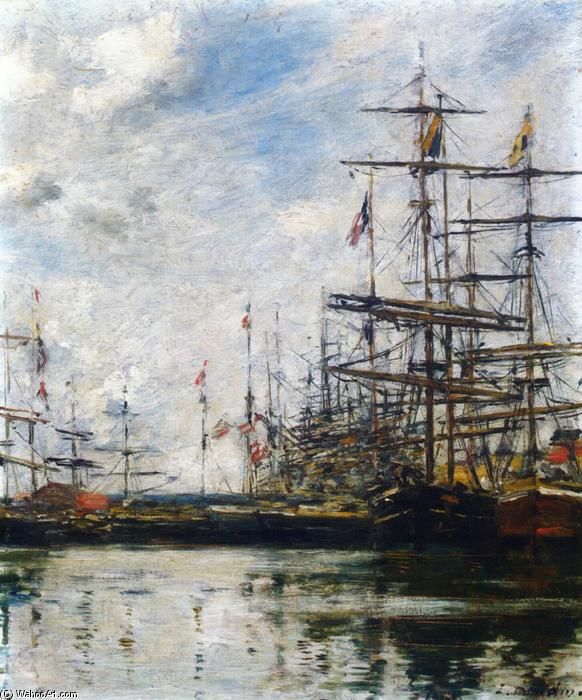 Wikioo.org - The Encyclopedia of Fine Arts - Painting, Artwork by Eugène Louis Boudin - The Port, Ships at Dock