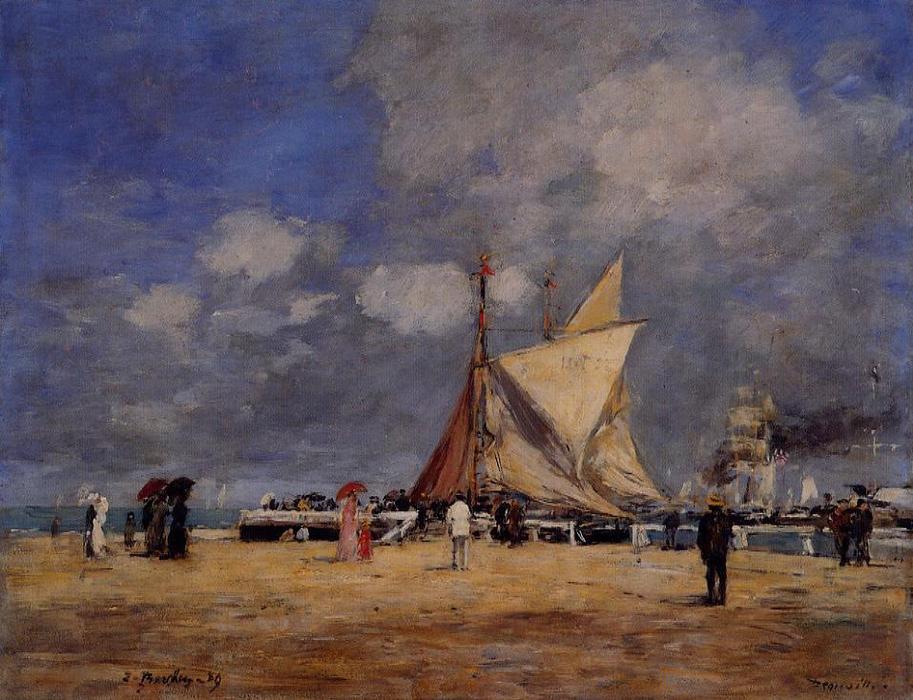 Wikioo.org - The Encyclopedia of Fine Arts - Painting, Artwork by Eugène Louis Boudin - Deauville, on the Jetty