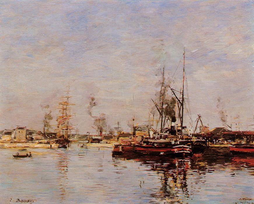 Wikioo.org - The Encyclopedia of Fine Arts - Painting, Artwork by Eugène Louis Boudin - Entrance to the Port of Le Havre