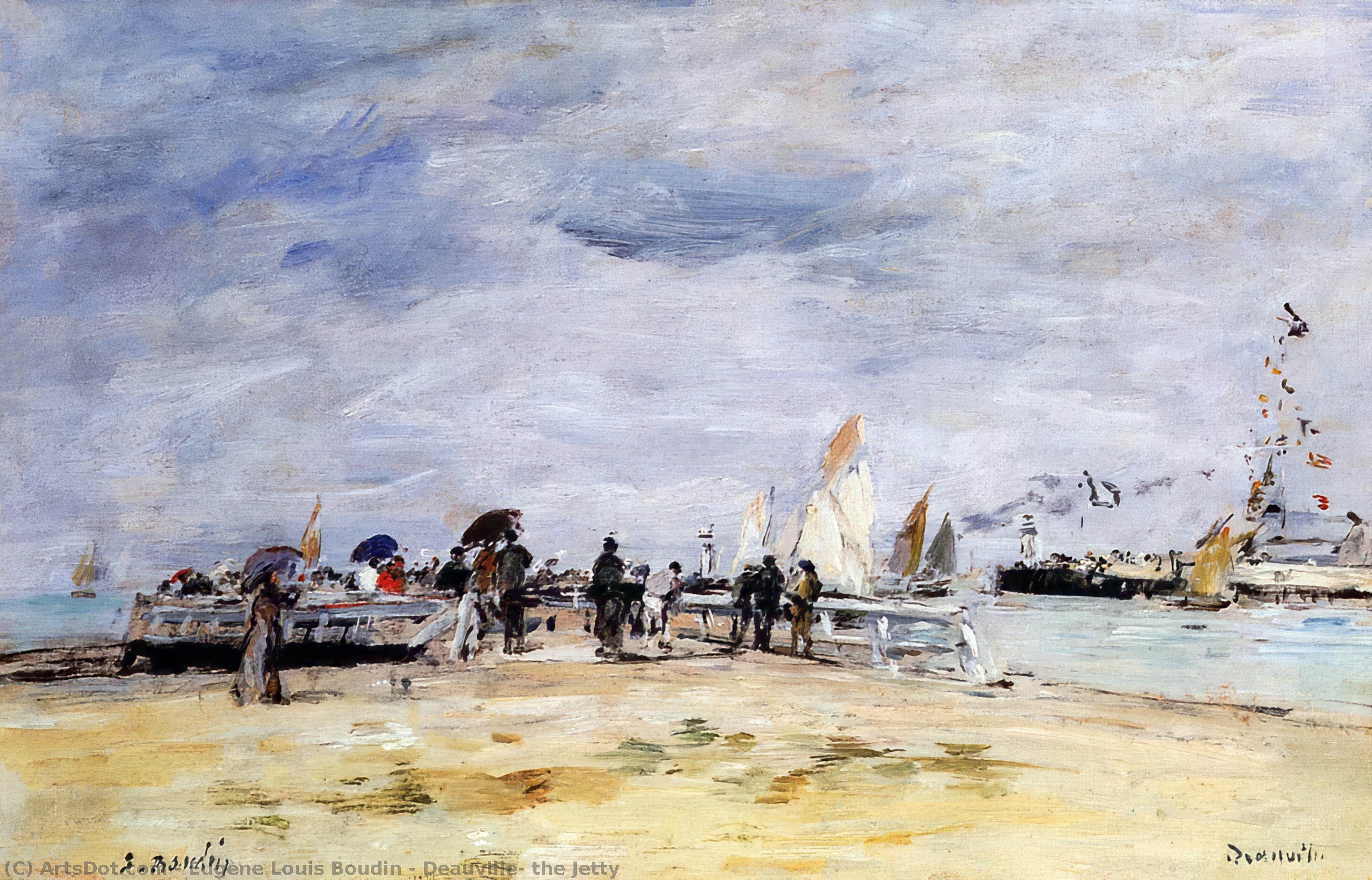 Wikioo.org - The Encyclopedia of Fine Arts - Painting, Artwork by Eugène Louis Boudin - Deauville, the Jetty