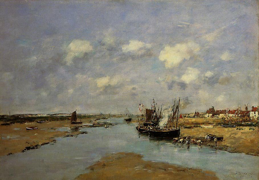 Wikioo.org - The Encyclopedia of Fine Arts - Painting, Artwork by Eugène Louis Boudin - Etaples, La Canache, Low Tide