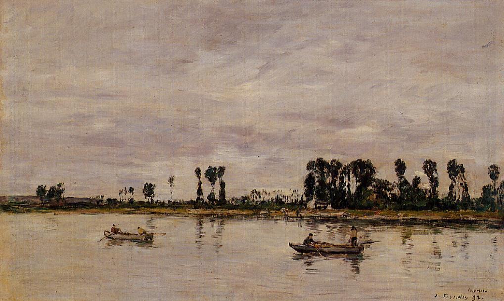 Wikioo.org - The Encyclopedia of Fine Arts - Painting, Artwork by Eugène Louis Boudin - Caudebec-en-Caux, Banks of the Seine