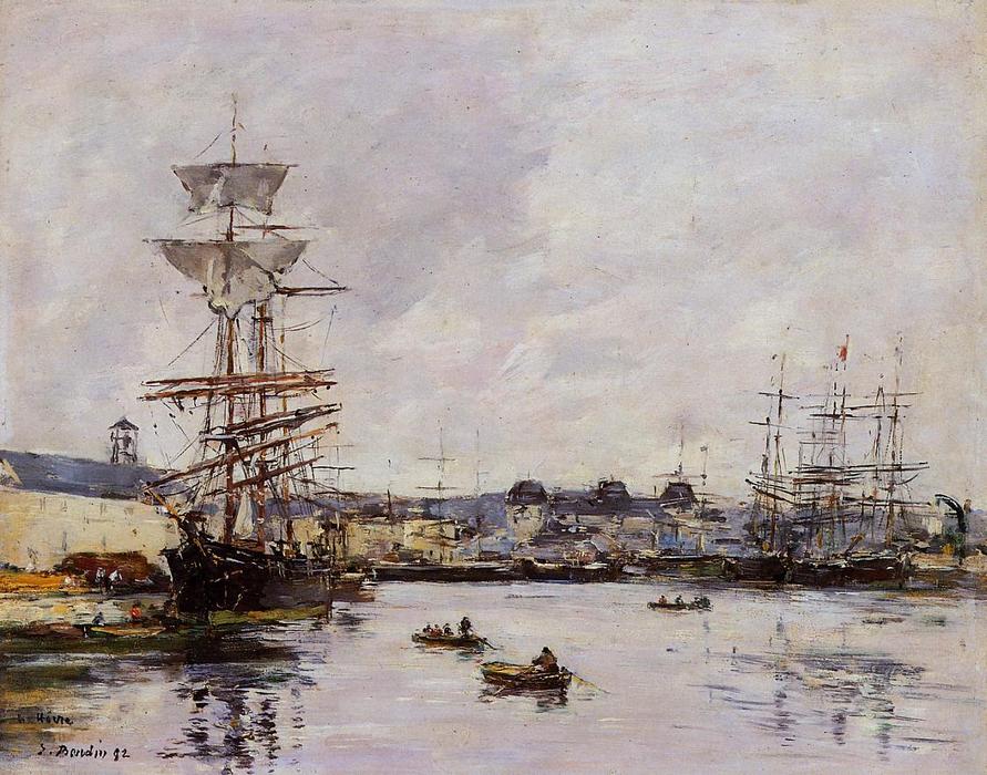 Wikioo.org - The Encyclopedia of Fine Arts - Painting, Artwork by Eugène Louis Boudin - Le Havre, the Casimir Delavigne Basin