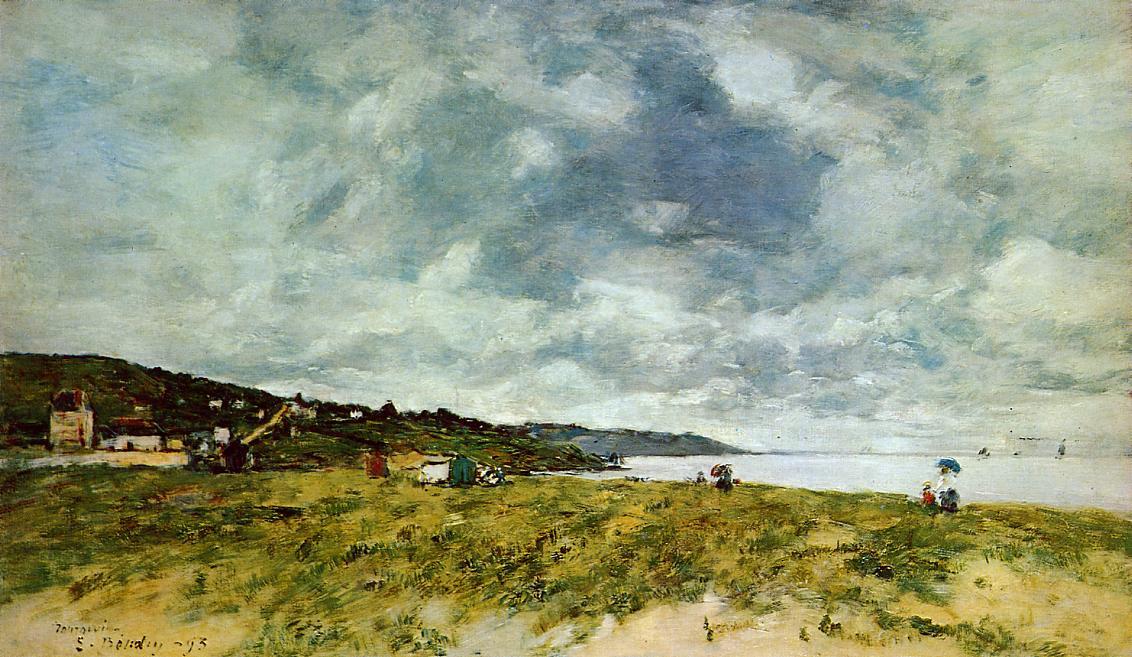 Wikioo.org - สารานุกรมวิจิตรศิลป์ - จิตรกรรม Eugène Louis Boudin - The Shore at Tourgeville