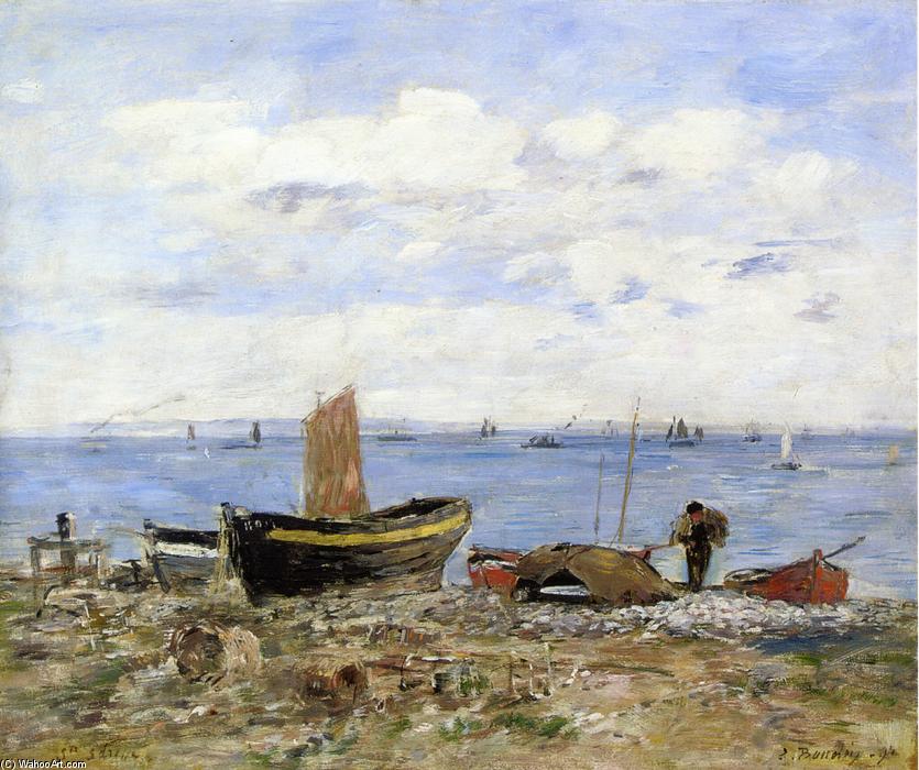 Wikioo.org - The Encyclopedia of Fine Arts - Painting, Artwork by Eugène Louis Boudin - Shore at Sainte-Adresse, Low Tide
