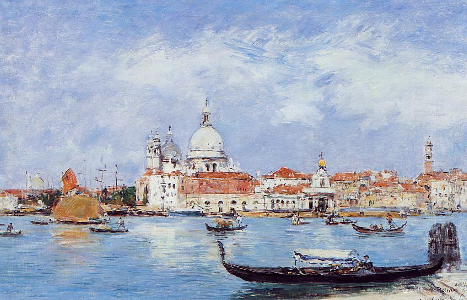 Wikoo.org - موسوعة الفنون الجميلة - اللوحة، العمل الفني Eugène Louis Boudin - Venice, View from the Grand Canal