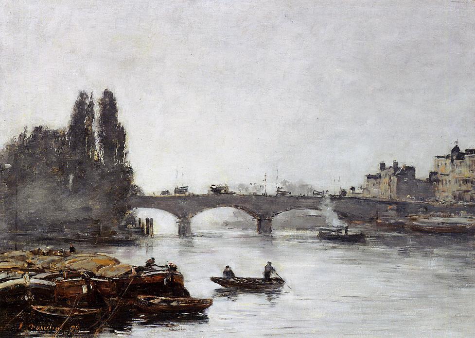Wikioo.org - The Encyclopedia of Fine Arts - Painting, Artwork by Eugène Louis Boudin - Rouen, the Pont Corneille, Fog Effect