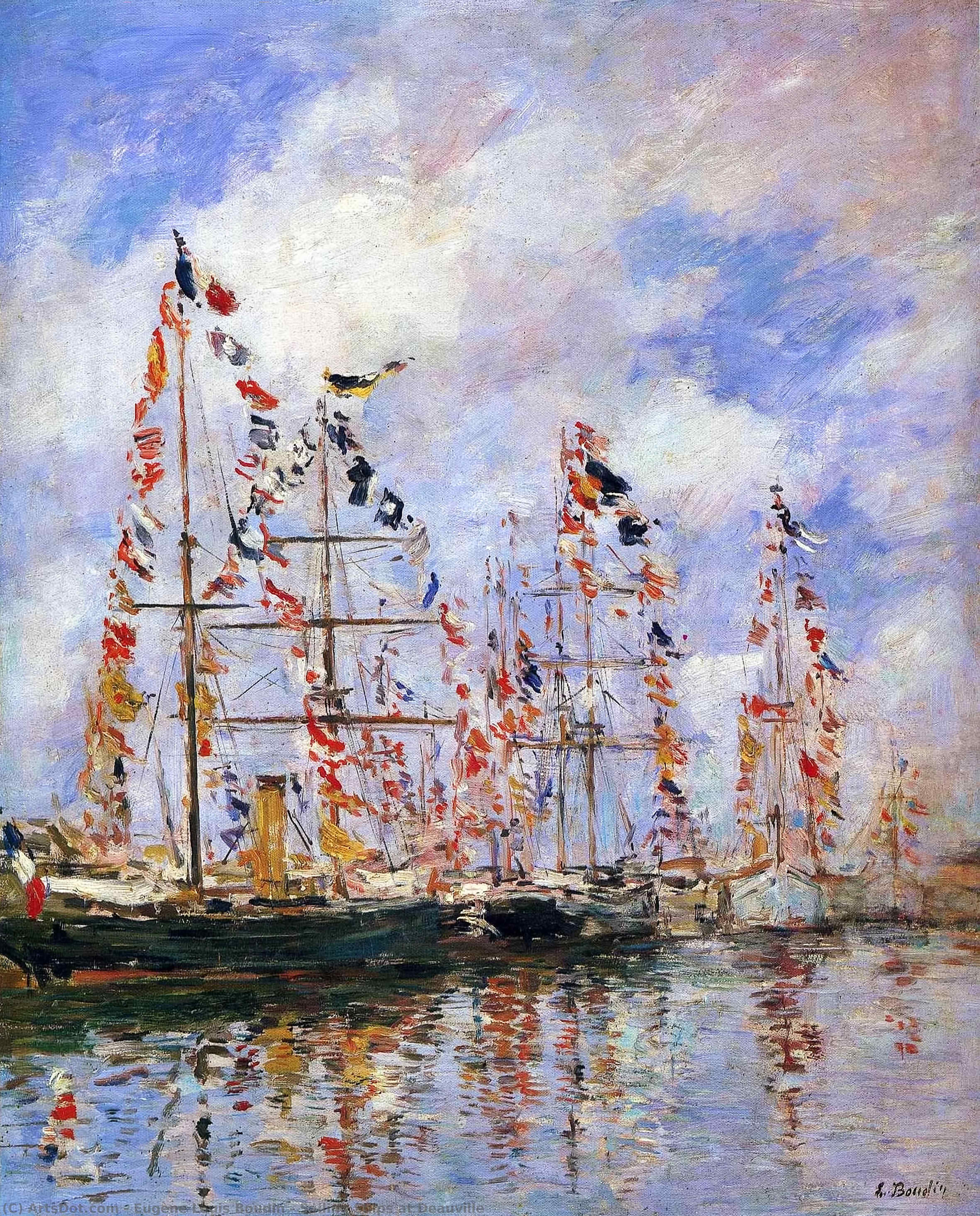 WikiOO.org - Εγκυκλοπαίδεια Καλών Τεχνών - Ζωγραφική, έργα τέχνης Eugène Louis Boudin - Sailing Ships at Deauville