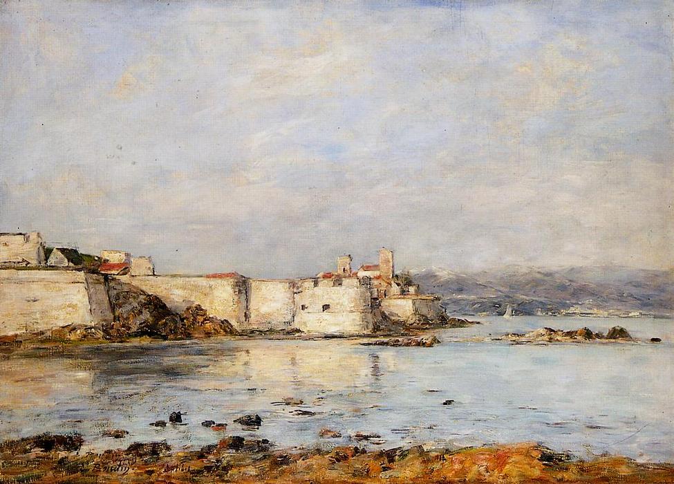 Wikioo.org – L'Encyclopédie des Beaux Arts - Peinture, Oeuvre de Eugène Louis Boudin - Antibes , les fortifications