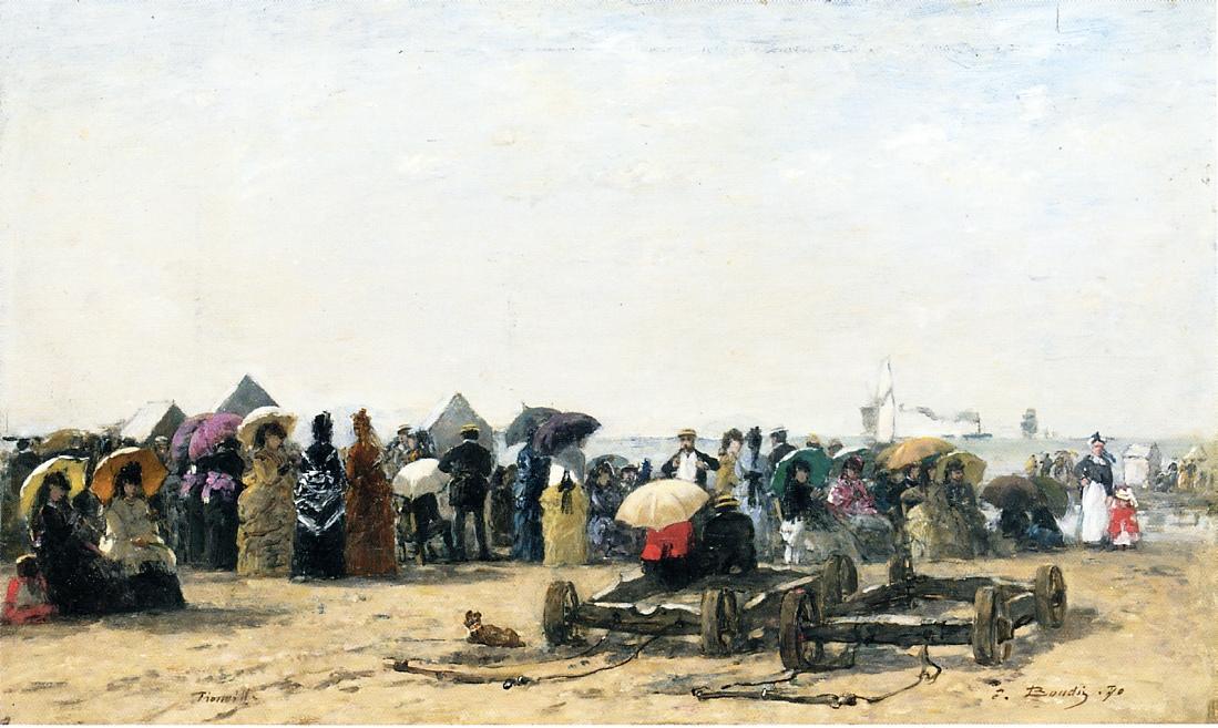Wikioo.org - The Encyclopedia of Fine Arts - Painting, Artwork by Eugène Louis Boudin - Beach Scene at Trouville
